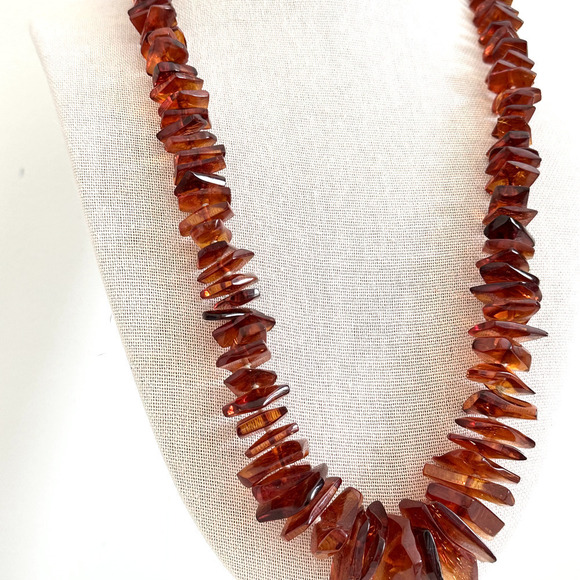 Vintage Natural Baltic Amber Graduated Long Beaded Chunky Hand Knotted Necklace - Picture 3 of 16